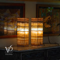 Aqua Onyx Square Table Lamp - 20" Tall, x 6"x 6" (Medium Pair #72)