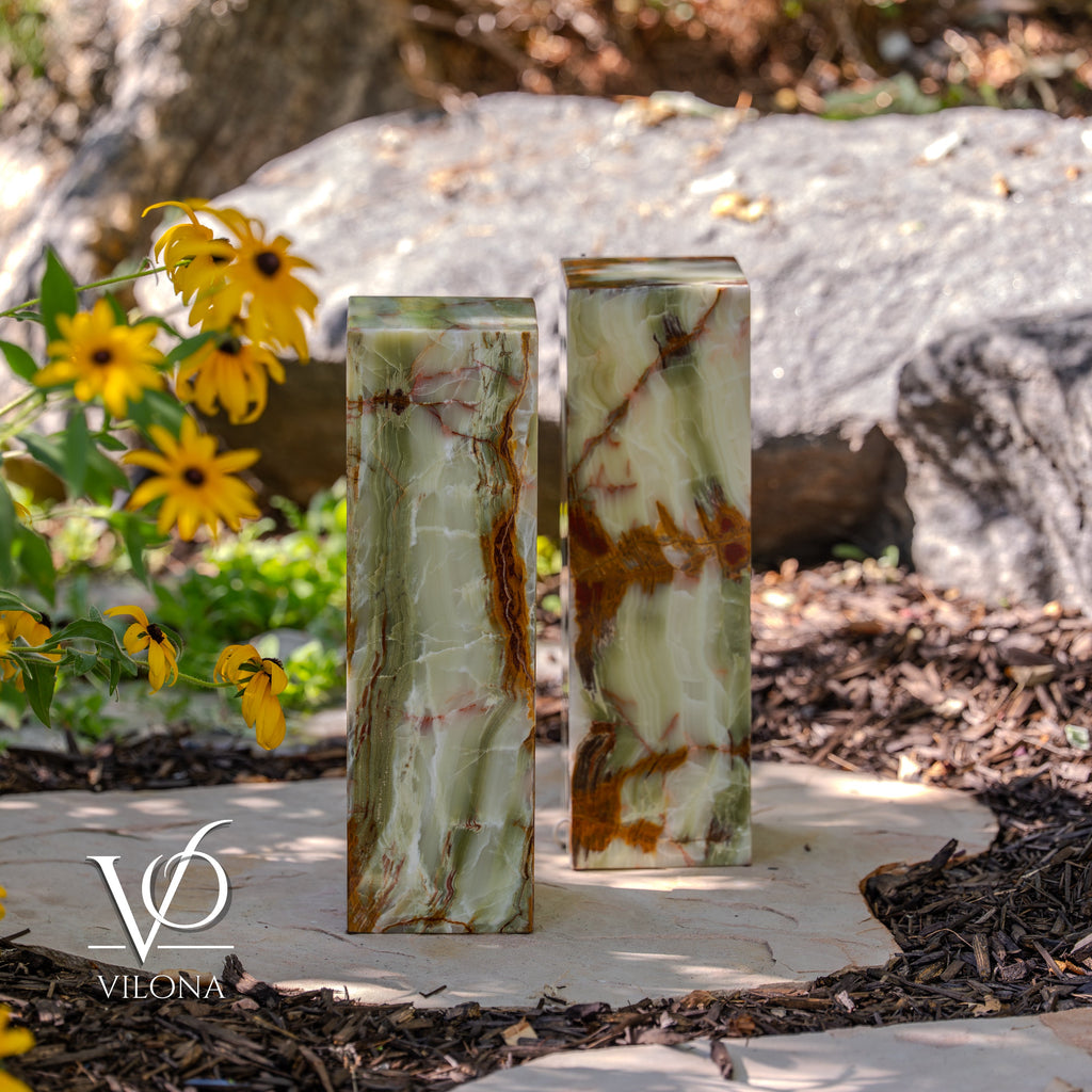 Bamboo Onyx Table Lamp Pair – Dark Edition #3 – 19.75" Tall × 6" Wide Each