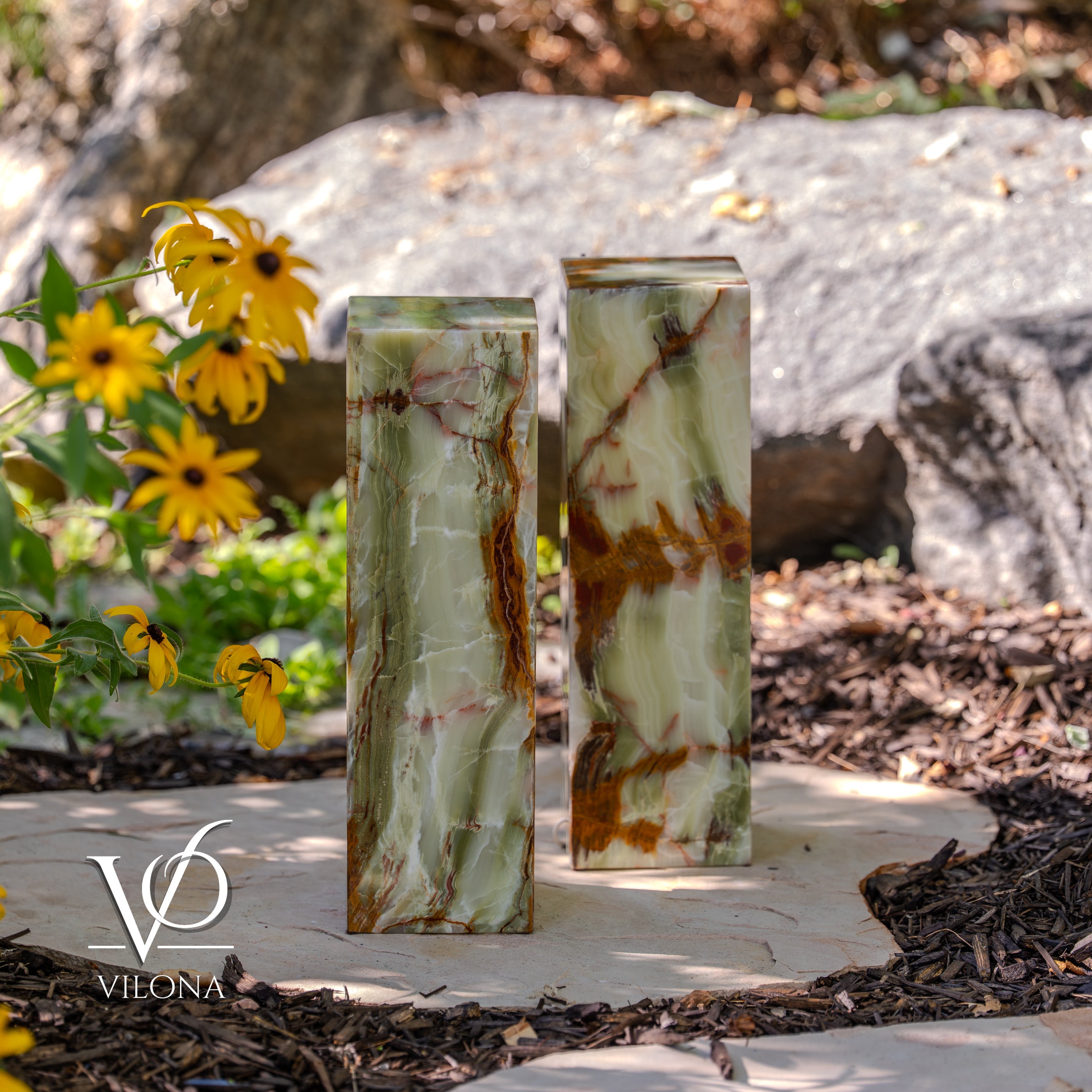 Bamboo Onyx Table Lamp Pair – Dark Edition #3 – 19.75" Tall × 6" Wide Each