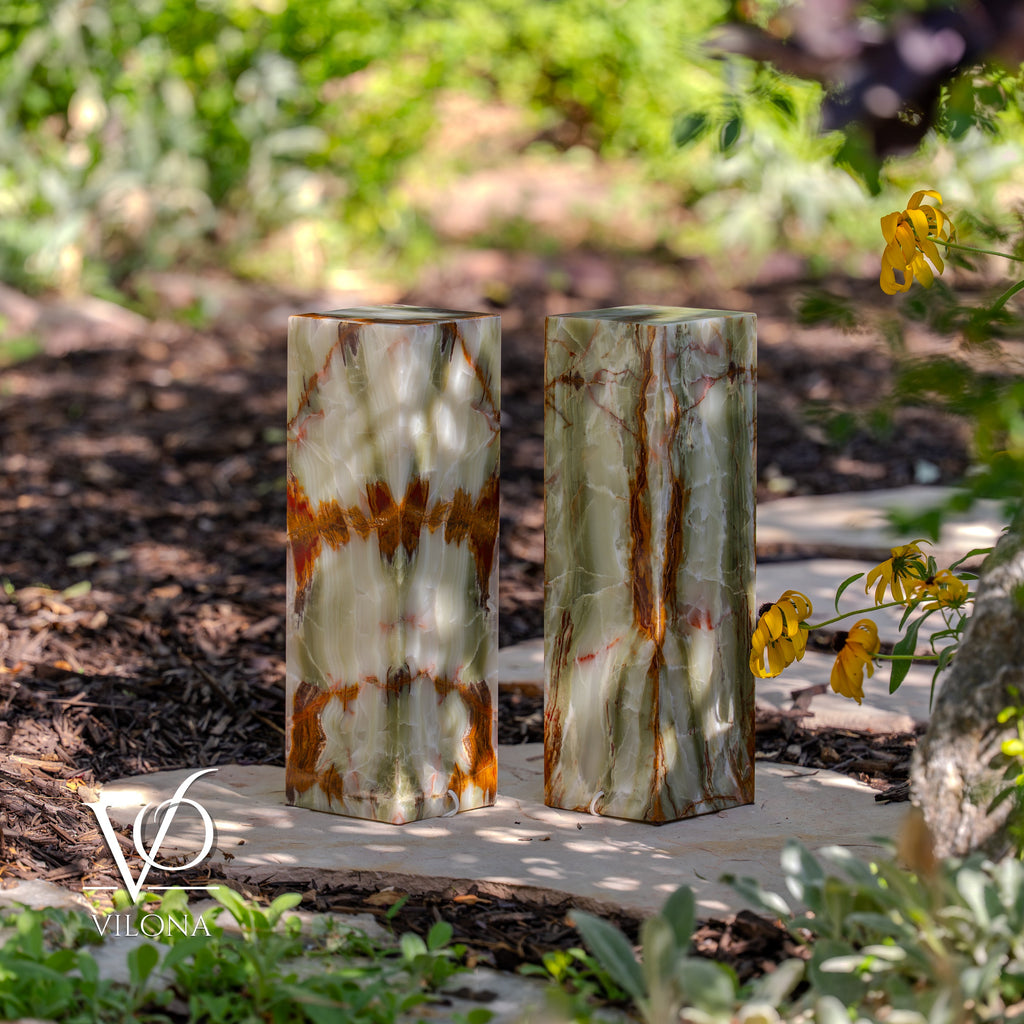 Bamboo Onyx Table Lamp Pair – Dark Edition #3 – 19.75" Tall × 6" Wide Each
