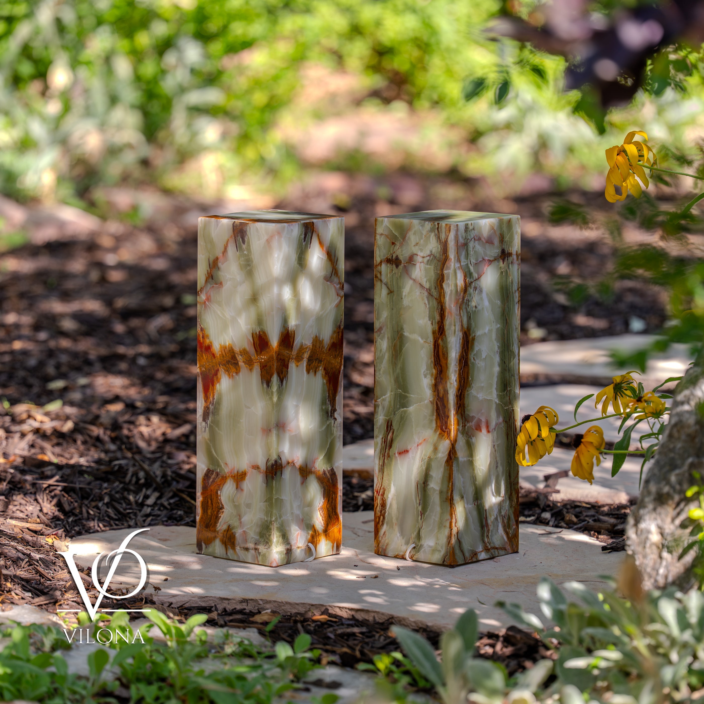 Bamboo Onyx Table Lamp Pair – Dark Edition #3 – 19.75" Tall × 6" Wide Each