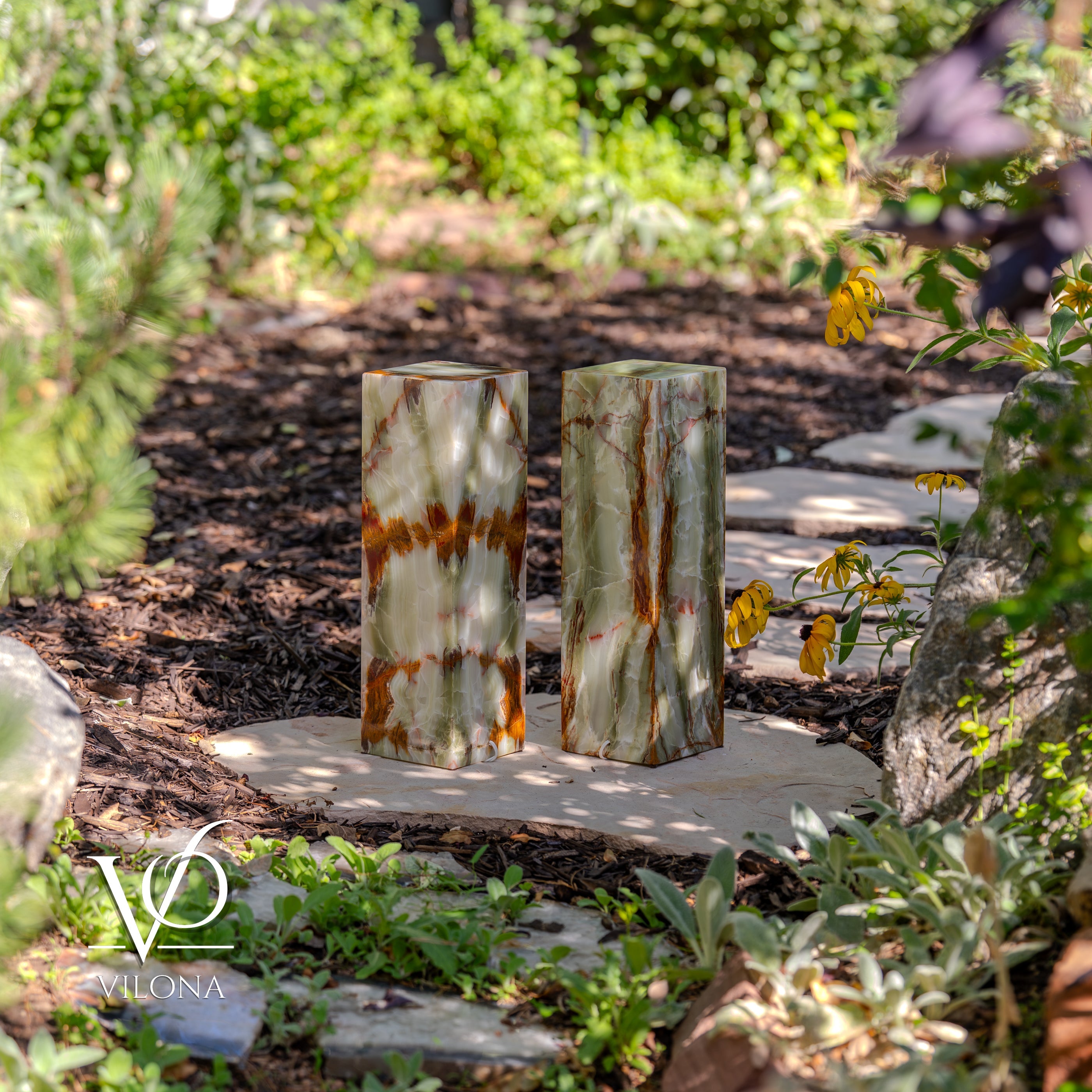Bamboo Onyx Table Lamp Pair – Dark Edition #3 – 19.75" Tall × 6" Wide Each